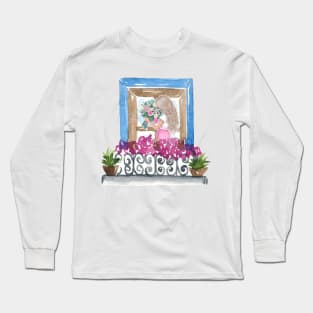 Girl standing at the window Long Sleeve T-Shirt